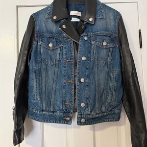 Alexander McQueen Women’s Hybrid leather and denim jacket size 44